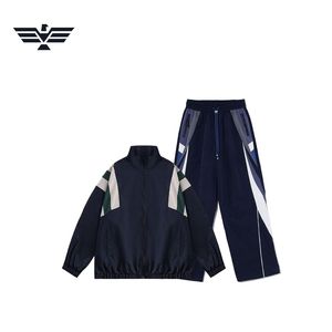 Ensemble de survêtement sportif léger pour homme personnalisé, veste à imprimé géométrique et pantalon ample - Product Image 5