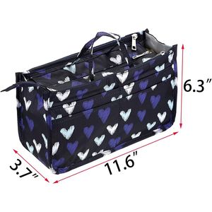 Organizer per Borse ad Alta Capacità con 13 Tasche e Manico, Stampa Cuori Blu, Inserto per Borse da Donna, Accessori per Borse - Product Image 3