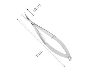 Tijeras Oftálmicas Noyes Micro Iris/Castroviejo de 4.5 Pulgadas, Curvas, Extra Afiladas, con Mecanismo de Resorte, Instrumentos Médicos Quirúrgicos, Microtijeras - Product Image 1