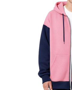 Sudadera con capucha y cremallera para hombre 2026, color rosa marino con bloques de color, ajuste regular, de algodón, forro polar, informal, para otoño, en tendencia - Product Image 6