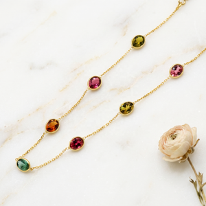 Comprar pulsera de piedras preciosas de turmalina multi real en oro amarillo de 18K pulsera hecha a mano para mujer venta al por mayor disponible - Product Image 6