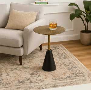 Built To Impress Modern <b>Round</b> Coffee <b>Table</b> With Wood Top And Black Metal Base Minimalist Living Room Furniture - Product Image 5
