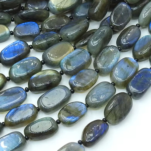 Labradorite Tumble Bead-Multi Fire-Smooth Polished-8Inch Strand 12To16MM Approx-Natural <b>Stone</b> - Product Image 1