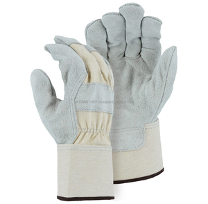 Guantes de aparejo canadienses Cuero de vaca resistente Protección industrial dividida Guantes de trabajo de seguridad Protección de brazo de mano de calor - Product Image 5