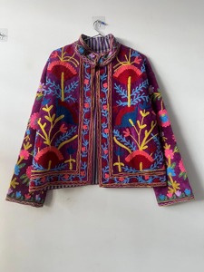 Veste Bohème Brodé à Motifs Floraux Col Mandarin Manches Longues Grande Taille pour Femme Style Décontracté Printemps - Product Image 1