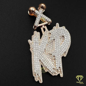 Collar de lujo con colgante de letra personalizada KP, con diamantes de moissanita, estilo hip hop, para hombre. - Product Image 6