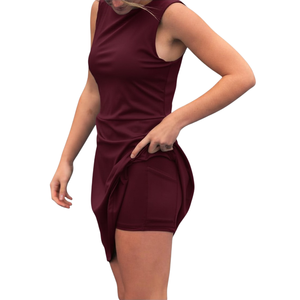 <b>Custom</b> Summer Women Sleeveless Square Neck Fitted Solid Color Sporty Bodycon <b>Dress</b> Seamless Spandex Polyester Tennis <b>Dress</b> Women - Product Image 3