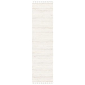 Striped Organic Cotton Flat Weave Jute <b>Rug</b> Rectangle <b>White</b> Scandinavian Style Washable Hallway <b>Rug</b> - Product Image 4