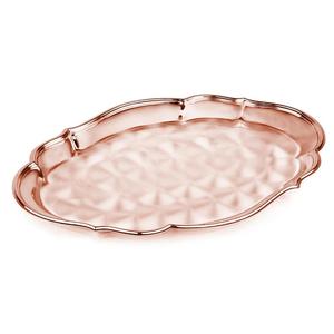 Bandeja de Servir de Cobre Pulido con Borde Festoneado, Diseño Glamuroso, Plato de Metal para Alimentos, Duradero, para Fiestas, Hogar, Hotel, Restaurante - Product Image 1