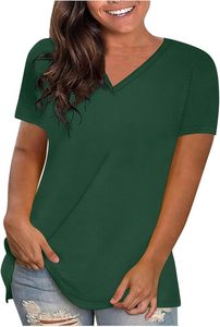 Camiseta de Verano con Cuello en V para Mujer, Moderna, Suave, Cómoda, Transpirable, de Alta Calidad - Product Image 5