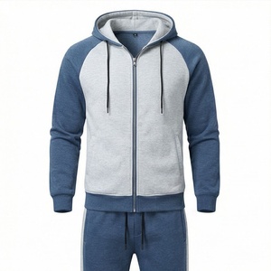 Chándal con Capucha para Hombre, Diseño Color Block, Manga Larga, Cierre de Cremallera, Ropa Deportiva Informal con Bolsillos Laterales, para Otoño - Product Image 1