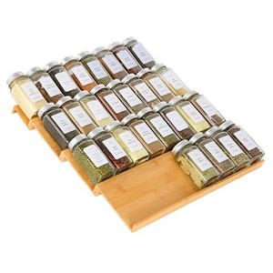 Bamboo <b>Spice</b> Rack Organizer with Glass <b>Jars</b> | Wholesale Kitchen Storage - Product Image 6