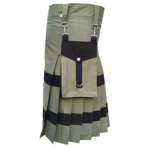 Nouveau Kilt Utilitaire en Coton Vert Olive Style Écossais pour Hommes 2026 - Product Image 2