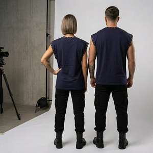 Débardeur en tricot imprimé numérique surdimensionné personnalisé, 100% coton, col rond, nouveau design tendance, unisexe, vêtements décontractés de rue, coupe confortable - Product Image 4