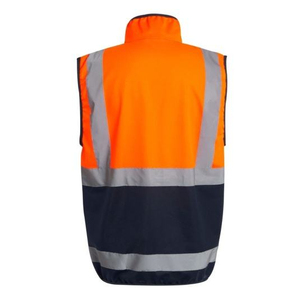 Gilet de sécurité haute visibilité pour homme en polyester/coton, orange et bleu marine, avec bandes réfléchissantes et fermeture éclair, vêtement d'extérieur décontracté - Product Image 2