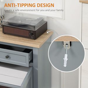 Mobile Bar Caffè Scuro con 2 Cassetti e Doppia Anta, Credenza per Cucina, Soggiorno, Ingresso - Villa e Sala da Pranzo - Product Image 6