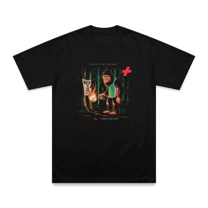T-shirt The Firestarter Bigfoot pour homme, décontracté, à manches courtes, en coton imprimé, col rond, motif noir, chemise d'été - Product Image 1