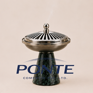 Deluxe Quality Green Marble Incense Burner with Stainless Steel Lid <b>Bakhoor</b> Burner for Home Aromatherapy Handcrafted <b>Oud</b> Censer - Product Image 5