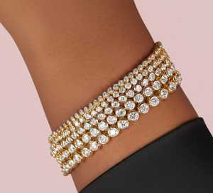 Bracelet tennis classique tendance avec diamants ronds, personnalisable de 1,5 mm à 4 mm, en or massif 14 carats, cultivés en laboratoire, bijoux unisexes pour usage quotidien - Product Image 3
