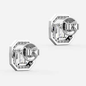 Boucles d'oreilles en or massif 18 carats avec diamants certifiés IGI, taille émeraude, monture impériale, pour mariage et fiançailles - Product Image 3