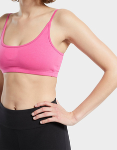 Sujetador deportivo rosa para mujer, espalda cruzada, alto soporte, sin costuras, de secado rápido, de elastano/nailon, para yoga, ropa deportiva transpirable, cuello redondo, color liso. - Product Image 5