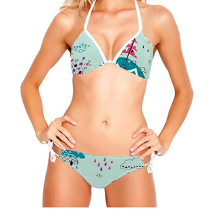 Custom Designed Woman's <b>Bikini</b> Sexy Sports Bra <b>Plus</b> <b>Size</b> Two Piece High Cut Swimsuit with Button Decoration Wholesale Cheap - Product Image 6