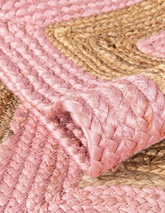 Alfombra Rectangular de Yute Natural Rosa Tejida a Mano con Diseño de Borde para Sala de Estar, Dormitorio y Decoración del Hogar - Product Image 4