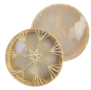 High Quality 14" Shamanic Hand Sheepskin Handmade Beater Musical Percussion Instrument Irish Tambourine Birch Wood Steel <b>Light</b> - Product Image 4