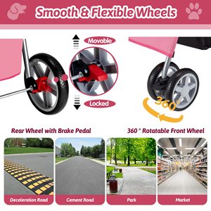 TH-PPS-317 Portable Four Wheel Pet Stroller with Removable <b>Cushion</b> and Strong Frame for <b>Long</b> Lasting Use - Product Image 6