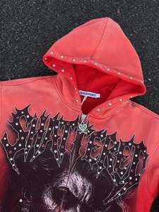 Veste zippée épaisse style streetwear à motif floral vintage, impression DTG, fermeture éclair, en molleton bouclette, style bande dessinée, délavée à l'acide et effet vieilli - Product Image 3