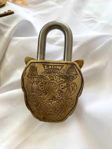 Cadenas en laiton antique motif lion avec deux clés, style vintage traditionnel fait main, décoratif pour porte de maison, armoire, sécurité, idéal pour un cadeau - Product Image 3