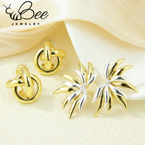 Vintage Italian Irregular Baroque Pearl <b>Stud</b> <b>Earrings</b> Geometric Exquisite Gold Color <b>Crystal</b> <b>Earring</b> For Women - Product Image 3