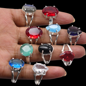 Lote de 5 a 50 Anillos de Estilo Vintage al por Mayor, Chapados en Plata 925, con Piedras Preciosas Naturales Mixtas, Joyería Cristiana Retro Unisex - Product Image 5