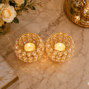 Juego de 2 Portavelas de Cristal para Velas de Té – Portavelas Decorativos de Metal Dorado, Elegantes Soportes para Velas de Té, de Alta Demanda - Product Image 4