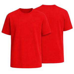 T-shirts en coton rouge sur mesure, coupe slim, qualité supérieure, respirants, décontractés, pour homme, manches courtes, pour l'extérieur. - Product Image 1