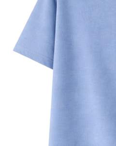 Camiseta de Mujer Azul Polvo Personalizada con Bordado de Patchwork, Cuello Redondo de Algodón Suave, Manga Corta Informal, Top Ligero de Verano - Product Image 5