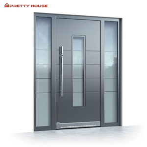 Puertas exteriores de aluminio azul modernas Cerradura Inteligente Europea con aislamiento térmico <span class=keywords><strong>Entrada</strong></span> exterior de metal - Product Image 4