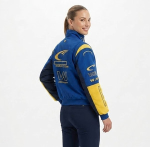 Chaqueta de Carreras Personalizada para Hombre, Chaqueta Bomber Acolchada Azul y Amarilla con Bordado y Logotipo Personalizado – Venta al Por Mayor OEM/ODM - Product Image 5
