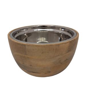 Tazón redondo de acero inoxidable y madera con Mango de madera, acabado de pulido mate, diseño moderno - Product Image 4