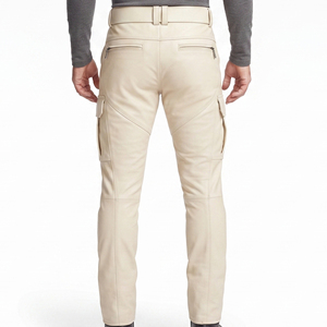 Pantalon en cuir véritable pour homme, design personnalisé, longueur intégrale, poches latérales, pantalon de motard, pantalon de motard en cuir pour homme pour la course - Product Image 2