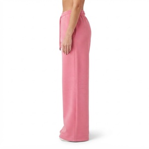 <b>Pink</b> Wide Leg Sweatpants Relaxed Fit Drawstring Lounge Pants Front Logo Print Casual Streetwear <b>Trousers</b> - Product Image 2