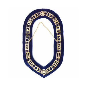 Collar de Cadena Masónico Chapado en Oro con Pedrería y Terciopelo Morado para Capítulo del Arco Real, Insignia Masónica - Product Image 3