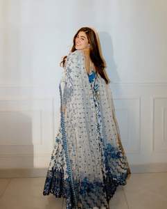 Hermoso Vestido Anarkali de Diseño Indio-Pakistaní en Tela Georgette con Bordado de Hilos y Lentejuelas, para Bodas, Casual, Tradicional, Ropa Femenina - Product Image 2