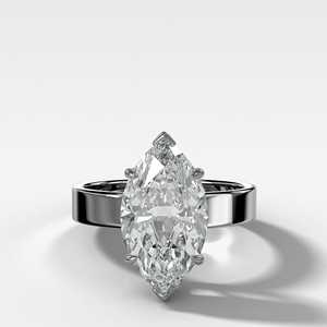 Bagues de fiançailles solitaires en diamant 2 carats, taille marquise, cultivé en laboratoire, serti à griffes, minimaliste, bande épaisse de 3,5 mm, bijoux fins en or massif 14K 18K - Product Image 3