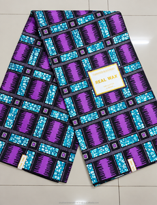 Yellow Brown Geometric Ankara Wax Print Fabric with Modern Grid Pattern for African Dresses and Fashion Wear - Product Image 5