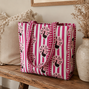 Reusable Eco-Friendly Bohemian Style Peacock Print <b>Large</b> Cotton Tote <b>Bag</b> with Zipper Closure for Daily Use <b>Beach</b> Travel Shopping - Product Image 2