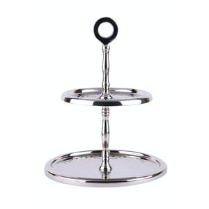 Moderno y Elegante Soporte de Metal de 2 Niveles con Textura Martillada, Perfecto para Exhibir Cupcakes, Pasteles o Frutas Decoradas, en Oferta - Product Image 1