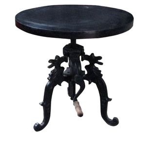 Mesa de comedor redonda de estilo industrial de hierro fundido antiguo con manivela ajustable en altura para pasillos de hoteles de granja - Product Image 1