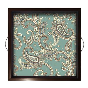 Leading Design Metallic Handle Tray Square Wooden Serving Tray Mango Wooden <b>Platter</b> Serving Decor Available At Best Price - Product Image 1