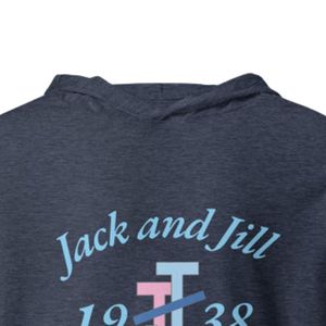 T-shirt unisexe à capuche en coton doux bleu marine chiné à manches longues avec lettres graphiques – Vêtement décontracté léger et tendance - Product Image 3
